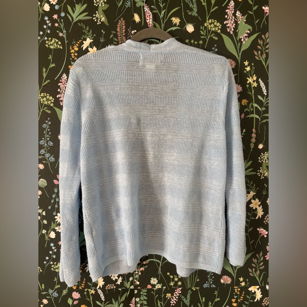 Cynthia Rowley 100% Linen Open Knit Cardigan Sweater M - Picture 3 of 5